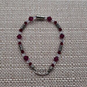 7 Inch Sterling Silver Crystal Magnetic Clasp Bracelet B440